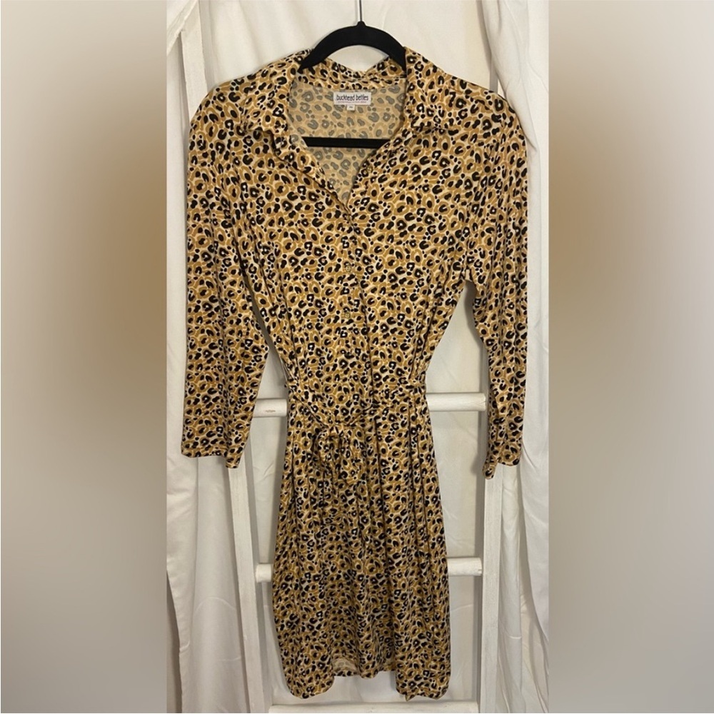 Buckhead Betties Cheetah Print Dress XL Chic Leopard Print Button-Up Dress NWT - Picture 3 of 3